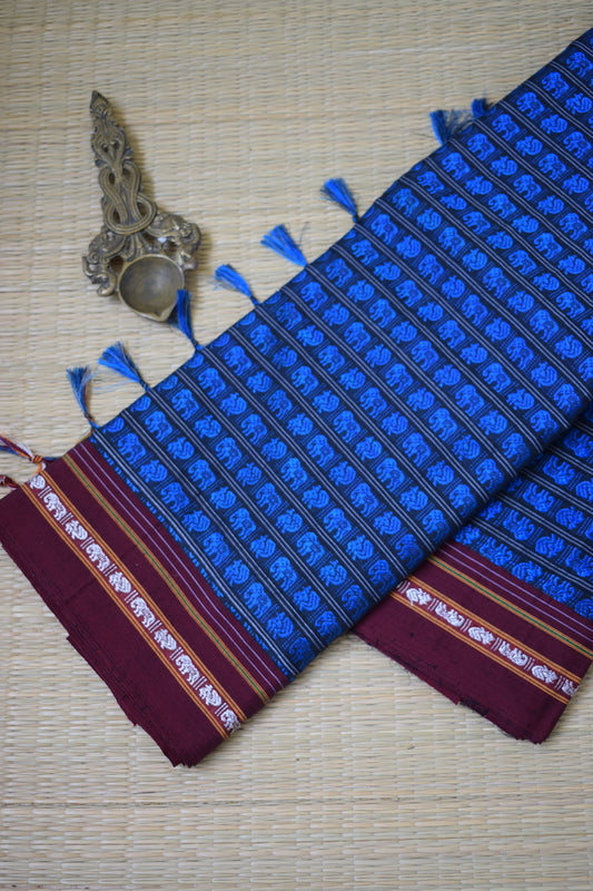 Royal Blue Hathi Mor Khun Saree