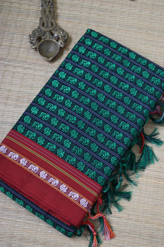 Green Hathi Mor Khun Saree
