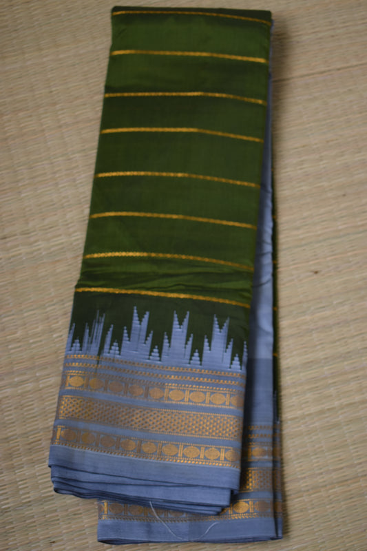 Olive Green Ilkal Blended Silk Saree