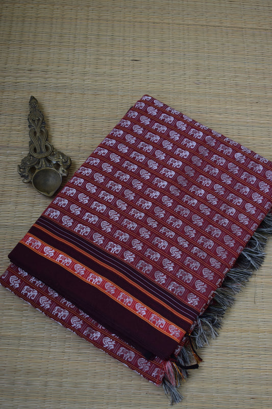Red Hathi Mor Khun Saree