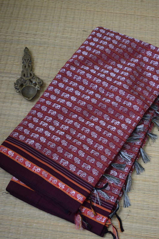 Red Hathi Mor Khun Saree