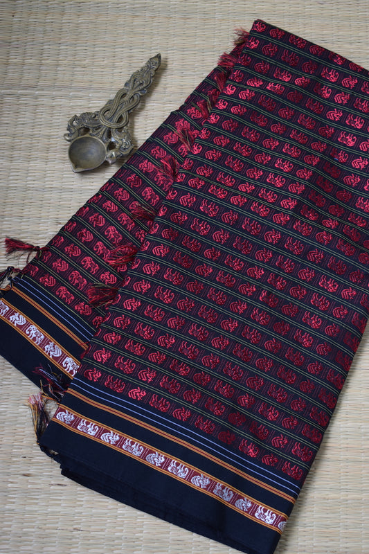 Red Hathi Mor Khun Saree