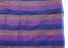 Load image into Gallery viewer, Dark Blue Striped Linen Saree
