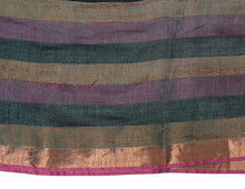 Load image into Gallery viewer, Dark Green Striped Linen Saree

