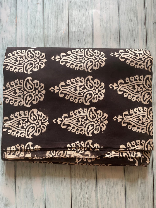 Black Block Printed Fabric