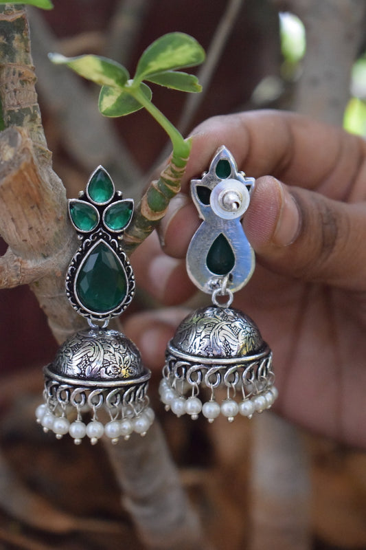 Green Stone Jhumka