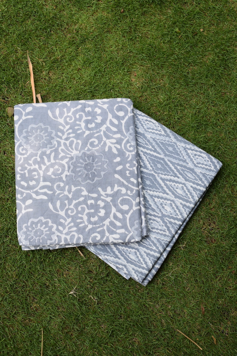 Grey Unstitched Suit Set without Dupatta