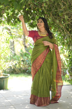 Load image into Gallery viewer, Green Kanchi Cotton Saree
