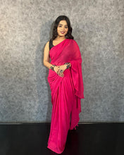 Load image into Gallery viewer, Candy Pink Plain Cotton Saree

