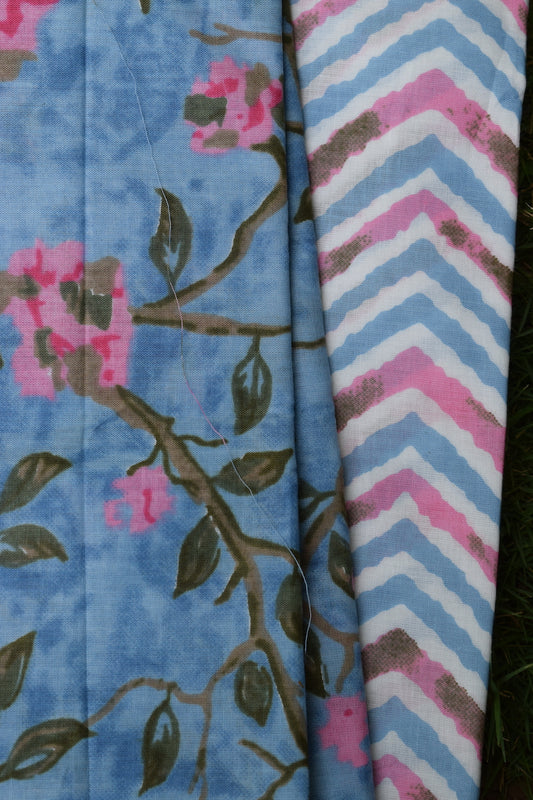 Ice Blue Unstitched Suit Set without Dupatta