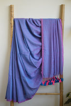 Load image into Gallery viewer, Lavender Mul Cotton Saree with tassels
