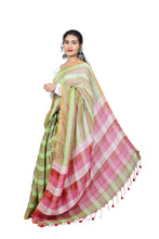 Load image into Gallery viewer, Light Green Striped Linen Saree
