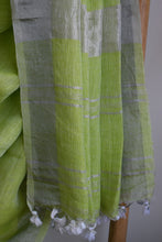 Load image into Gallery viewer, Lime Green Linen Saree
