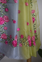 Load image into Gallery viewer, Liril Green Semi Organza Embroidery Benarasi Saree
