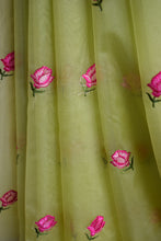 Load image into Gallery viewer, Liril Green Semi Organza Embroidery Benarasi Saree
