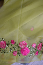 Load image into Gallery viewer, Liril Green Semi Organza Embroidery Benarasi Saree
