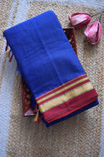 Load image into Gallery viewer, Blue Cotton Silk Ilkal Saree
