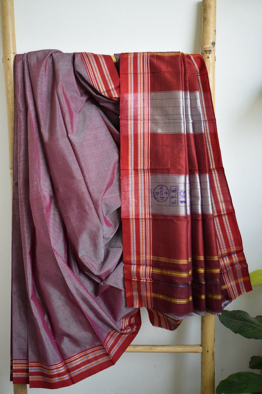 Maroon Gomedadi Ilkal Cotton Saree