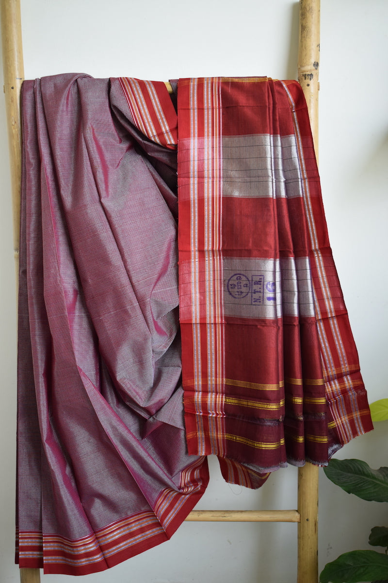 Maroon Gomedadi Ilkal Cotton Saree