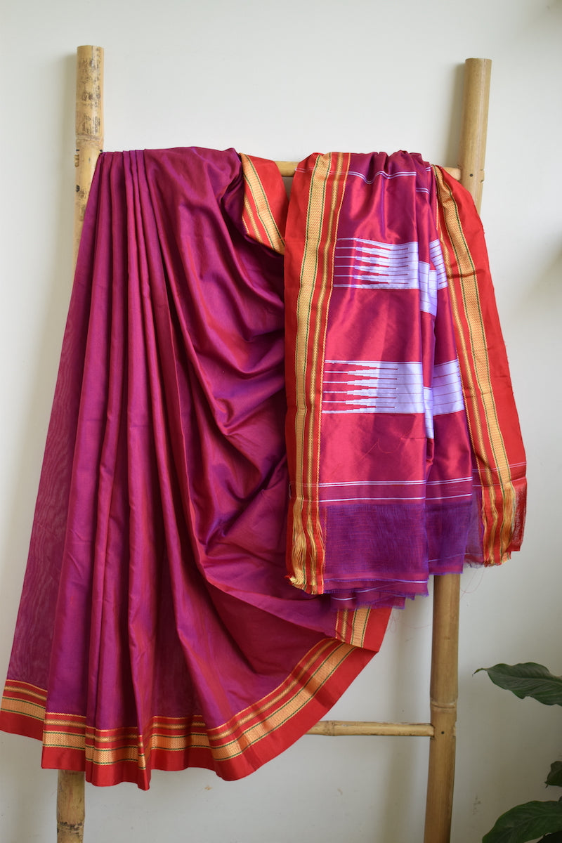 Magenta Cotton Silk Ilkal Saree