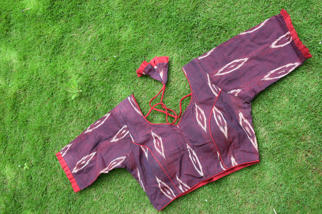Maroon Ikkat Cotton Blouse