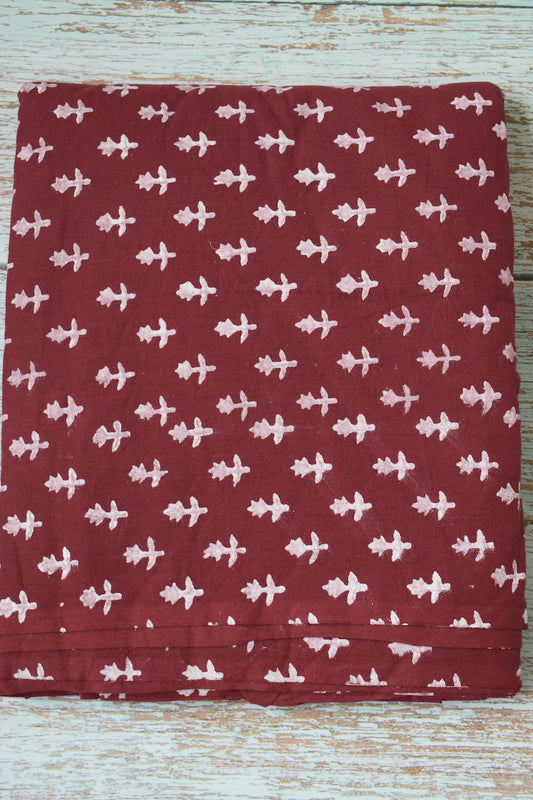 Maroon Block Printed Fabric