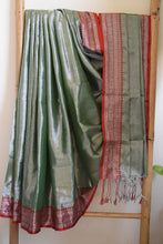Load image into Gallery viewer, Mint Green Tissue Cotton Saree
