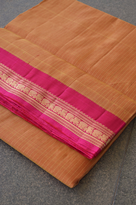 Mustard Kanjeevaram Stripes Silk Saree