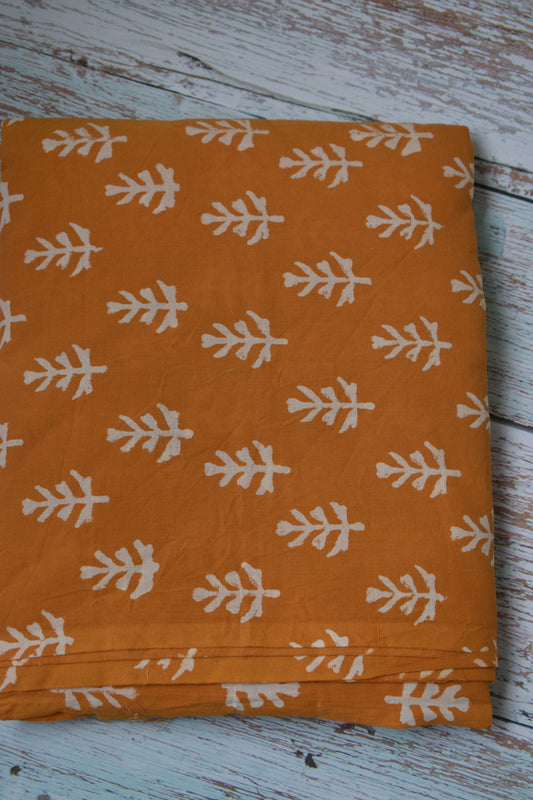 Mustard Yellow Block Printed Fabric