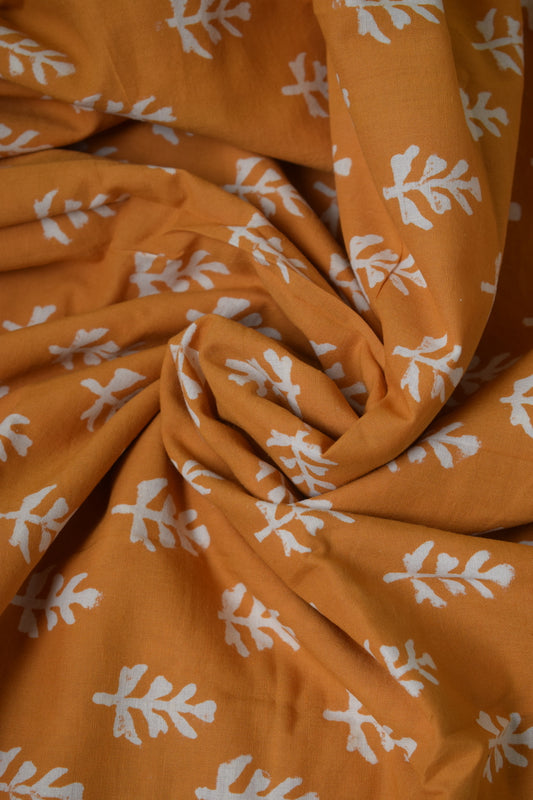 Mustard Yellow Block Printed Fabric