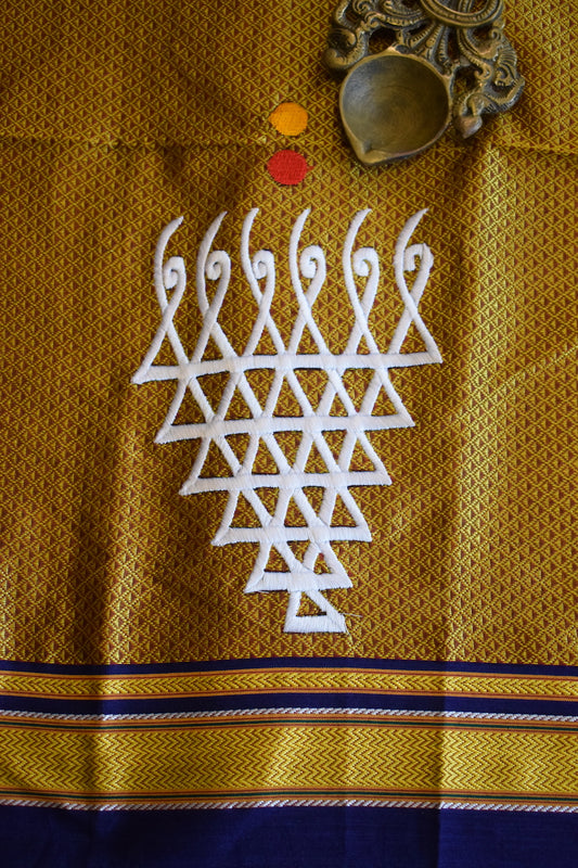 Mustard Yellow Khun Embroidery Blouse Piece