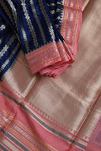 Load image into Gallery viewer, Navy Blue Benarasi Katan Warm Silk Saree
