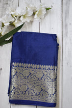 Load image into Gallery viewer, Navy Blue Benarasi Katan Warm Silk Saree
