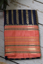 Load image into Gallery viewer, Navy Blue Benarasi Katan Warm Silk Saree
