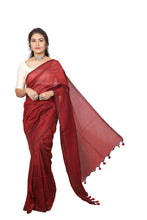 Load image into Gallery viewer, Oil Red Plain Cotton Saree

