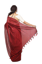 Load image into Gallery viewer, Oil Red Plain Cotton Saree
