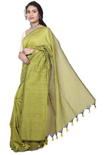Load image into Gallery viewer, Olive Green Plain Cotton Saree
