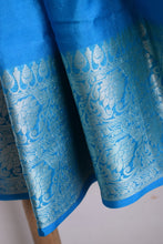Load image into Gallery viewer, Olympic Blue Benarasi Katan Warm Silk Saree
