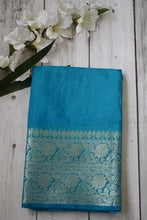 Load image into Gallery viewer, Olympic Blue Benarasi Katan Warm Silk Saree
