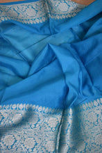 Load image into Gallery viewer, Olympic Blue Benarasi Katan Warm Silk Saree
