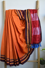 Load image into Gallery viewer, Orange Ilkal Viscose Saree with Gayathri Border
