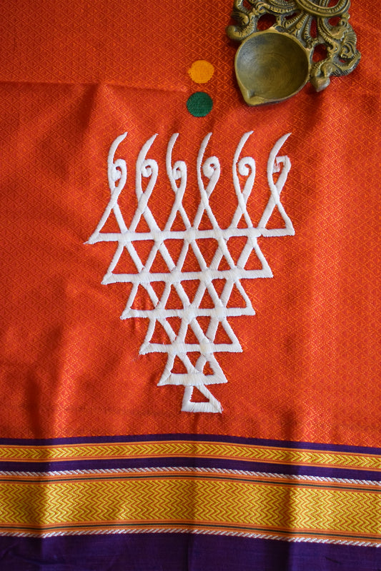 Orange Khun Embroidery Blouse Piece