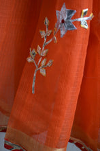 Load image into Gallery viewer, Orange Cotton Kota Doriya with Kaccha Gotapatti work Saree
