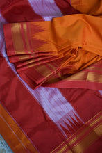Load image into Gallery viewer, Orange Ilkal Blended Silk Saree
