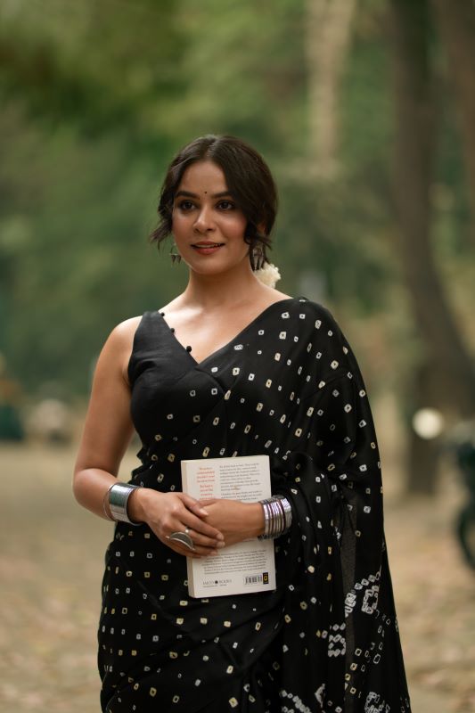 Black Modal Silk Bandhani Saree