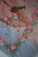 Load image into Gallery viewer, Peach Semi Organza Embroidery Benarasi Saree
