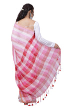 Load image into Gallery viewer, Baby Pink Striped Linen Saree
