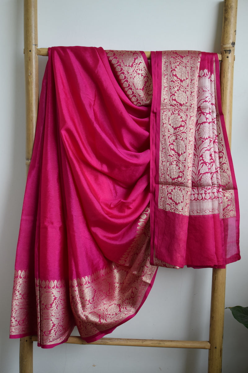 Rani Pink Benarasi Katan Warm Silk Saree