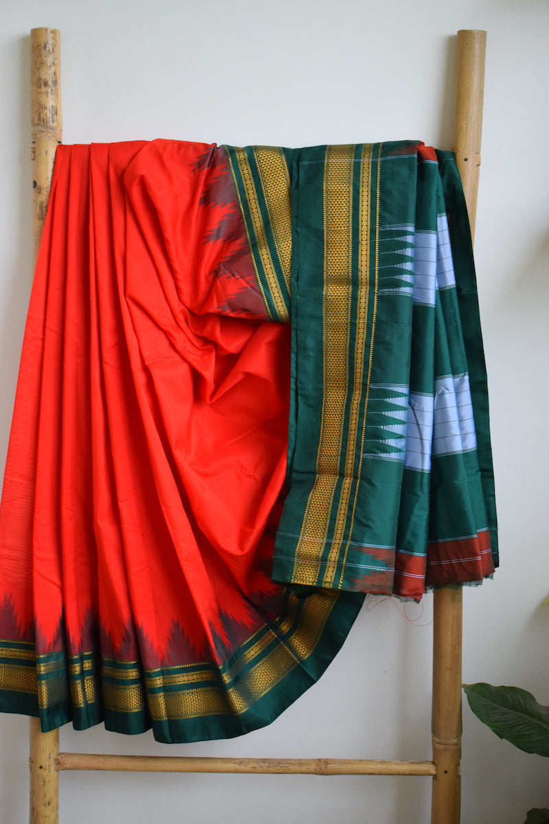 Red Ilkal Blended Silk Saree