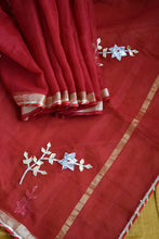 Load image into Gallery viewer, Red Cotton Kota Doriya with Kaccha Gotapatti work Saree
